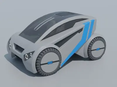 Sci-fi car Low-poly 3D model