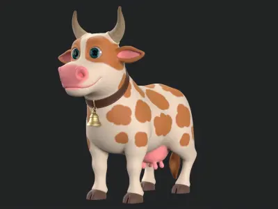 Cartoon Cow V3 Low-poly 3D model