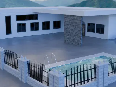 Modern villa with swimming pool 3D model