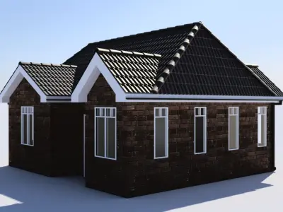 Bungalow house with doors and windows Free 3D model