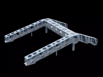 modern curved pedestrian bridge 3D model