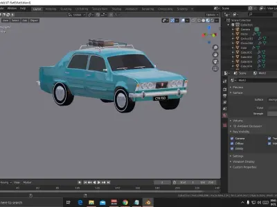 low-poly 3D model car in software Low-poly 3D model