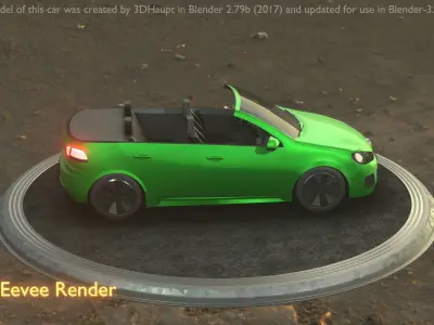 City Car 40 Compact Class Convertible Open Type-C Green Low-poly 3D model