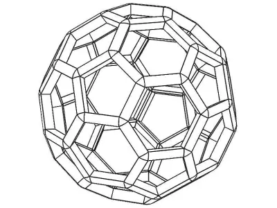 Wireframe Shape Truncated Icosahedron 3D print model