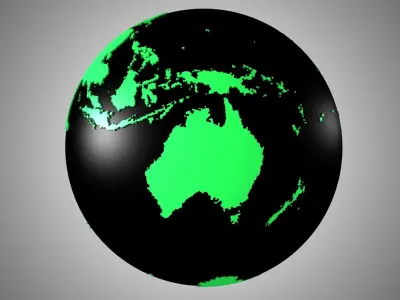 Solid Color Black Green Globe 3D model