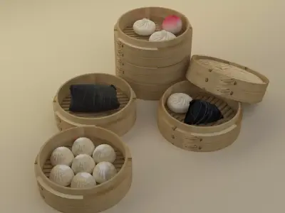 Chinese bamboo steamer 3D model