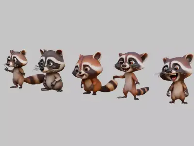 Racoons Collection Low-poly 3D model