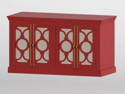 RED 4 Glass Door Sideboard Buffet - Realistic 3D Model 3D model
