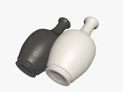 Two Black and White Vases 3D model
