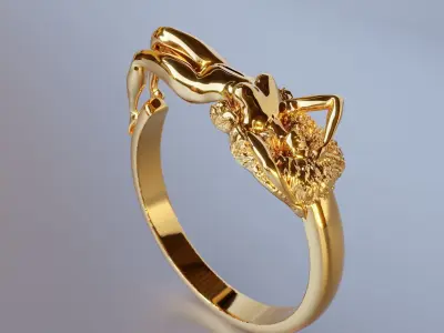 Ring with Naked girl 3D print model