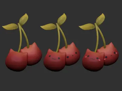 3D Kawaii Cherries Low-poly 3D model