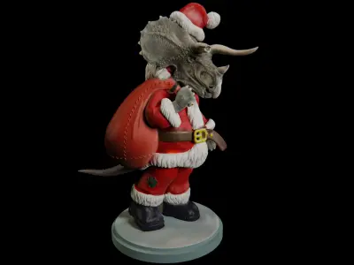 Triceratops Santa Claus - pre supported dinosaur humanoid 3D print model