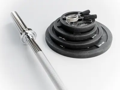 Straightbar and Weights Low-poly 3D model