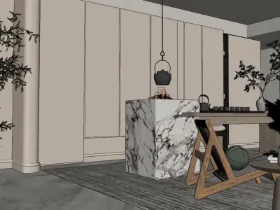 Mid-Century Interior Design Style Dining  3D model