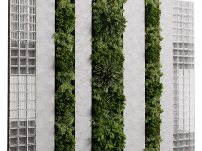 Vertical Garden - Green Wall in a concrete dirty 95 3D model