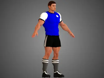 Caucasian Football Soccer Player Male 3D model