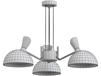 amanda three light chandelier in brass and clear glass 3D model