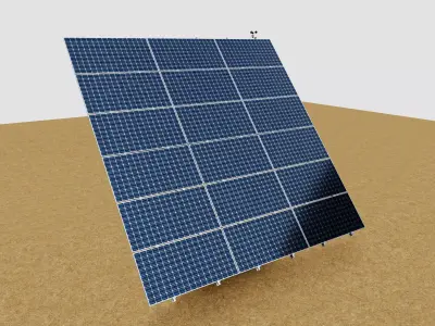 Dual Axis Solar Tracker Pole3x6 Panel Layout Low-poly 3D model