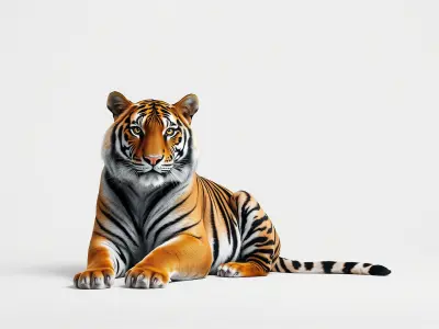 Realistic Bengal Tiger 3D Model with High Detail Texture Low-poly 3D model