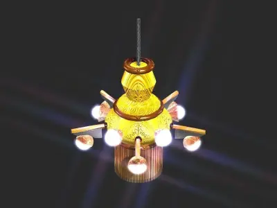 Classic golden pot Chandelier  Low-poly 3D model