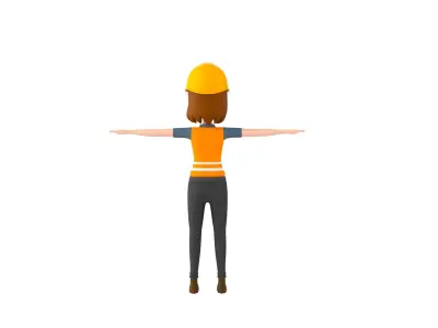 CartoonGirl037 Female Worker 3D model