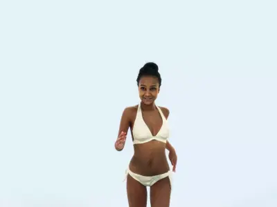 May 05D Running Jogging Beach Sport African American Woman Low-poly 3D model