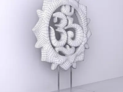 Balinese Om Wood Carving 3D model