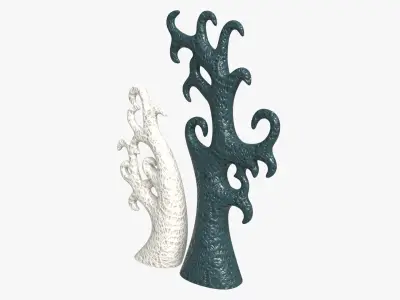 Abstract Tree Ceramic Figurine Set 06 v2 3D model