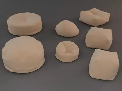 Fabric Bean Bag Chairs 3D model
