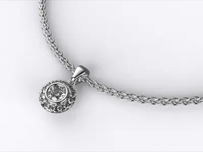  Diamond Pendant  Halo Style Jewelry Design for 3D Printing 3D print model