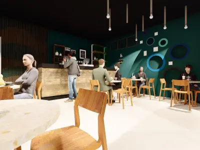 small cafe Low-poly 3D model