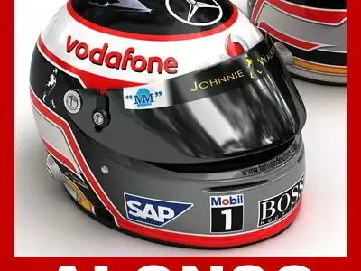 Helmet F1 2007 Fernando Alonso 3D model