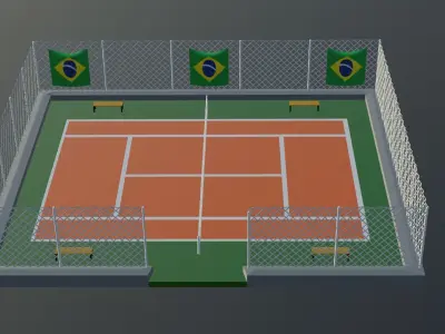 Tennis Court - Brazil Low-poly 3D model