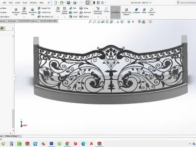 3D model of art villa iron railing architecture  3D model