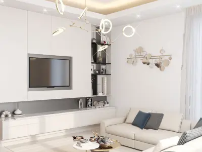 Modern Living Room 3D model Low-poly 3D model