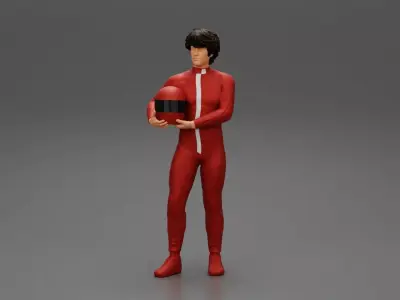 motorbiker holding his helmet with both hands 3D print model