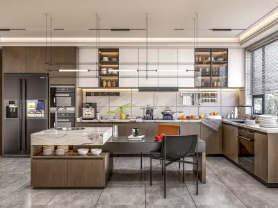 Kitchen fully parametric Resizable manufacturable 0065 3D model