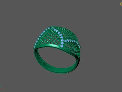 Women Ring With Stone Diamond Ready STL 3DM Models Womens Rings 3D print model 9