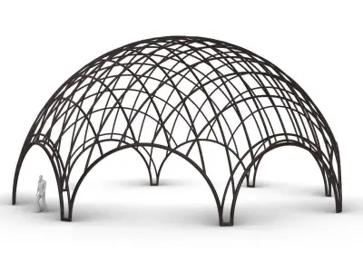Octagonal Dome with Diagonal Wireframe Structure 3D model