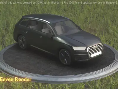 City Car 7 SUV Type-B Black  Low-poly 3D model