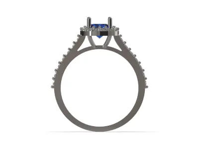 Oval Blue Sapphire Engagement CAD Ring sr0135 3D print model