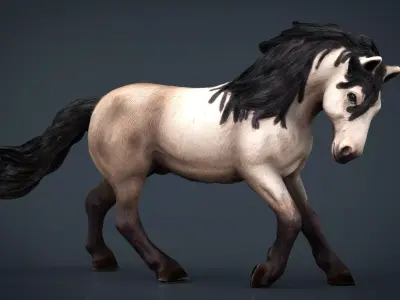 Horse 3 with mane 3D model