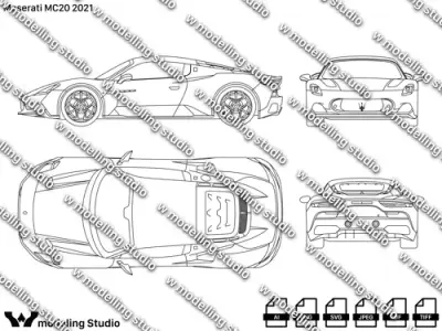 Maserati MC20 2021 blueprint Texture