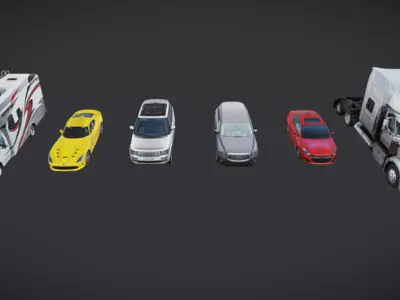Cars Van Truck Vehicles Pack Low-poly 3D model