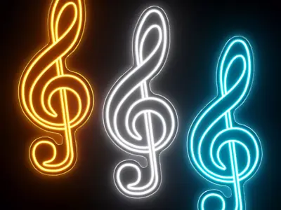 Clef Neon Sign 3D model