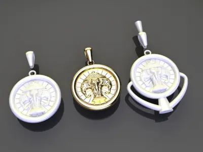 Ganesha Airavata 3 Headed Elephant Pendant 3D print model