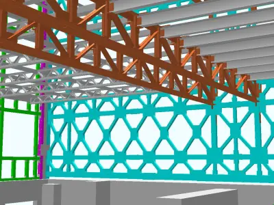 steel frame stuctural building Low-poly 3D model