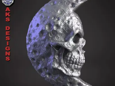 Moon skull v1 Bas relief for wall decoration 3D print model