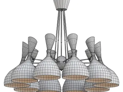 trumpet01 gold chandelier 3D model
