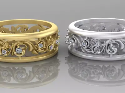 Rings with pattern 3D print model
